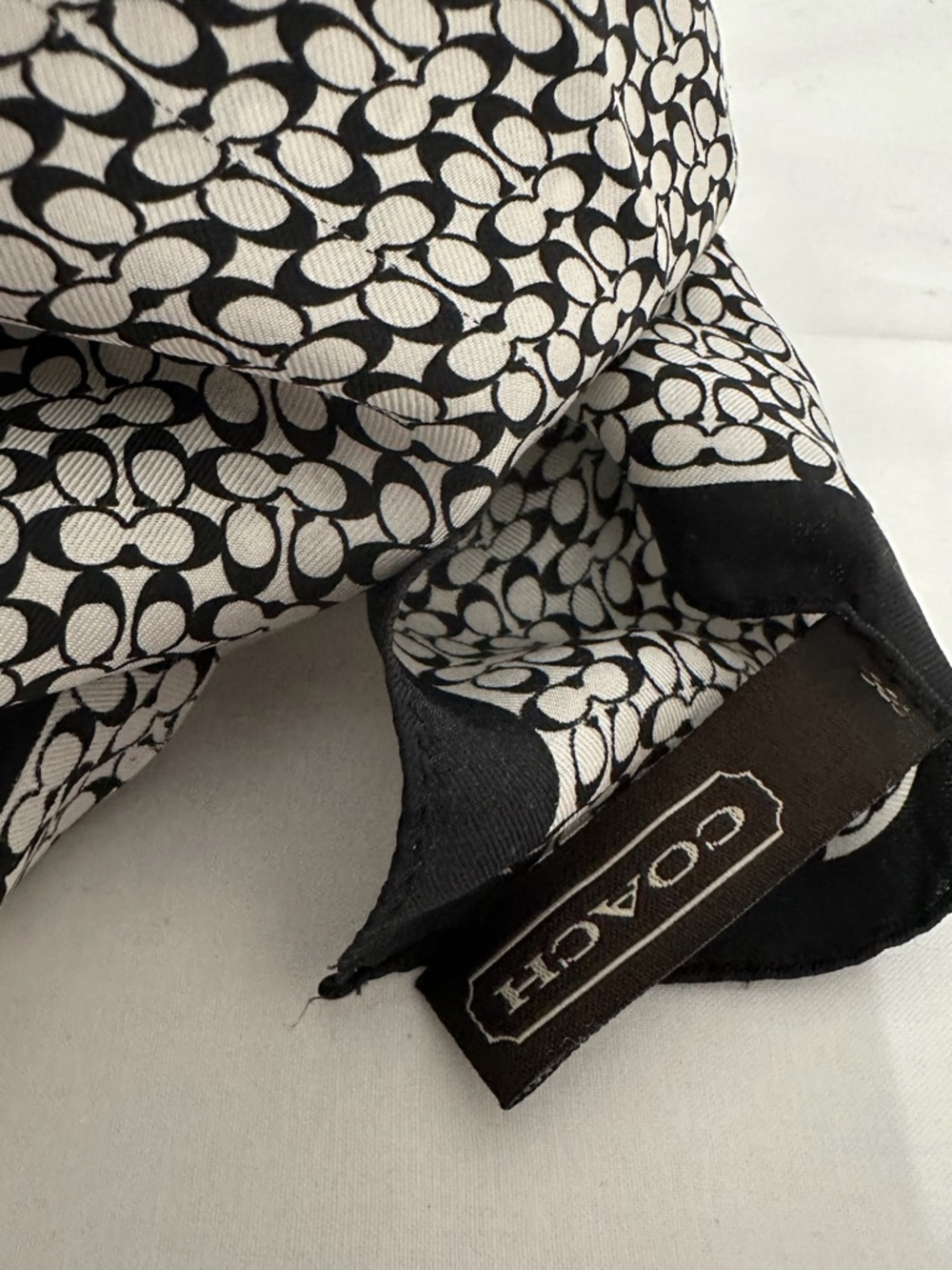 Coach Black & White Signature Silk Scarf - Picture 5 of 11